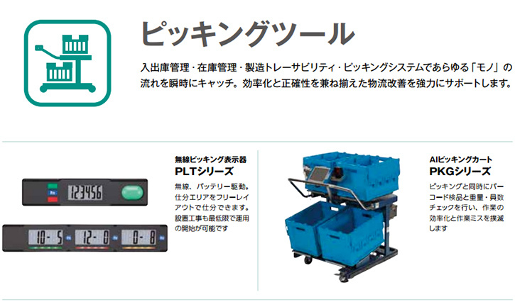 入出庫管理・在庫管理・製造トレーサビリティ・ピッキングシステムであらゆる「モノ」の流れを瞬時にキャッチ。効率化と正確性を兼ね揃えた物流改善を強力にサポートします